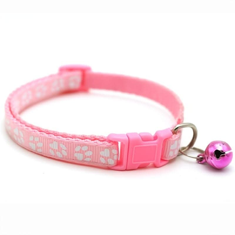 Adjustable Bell Collar with Paw Print Design