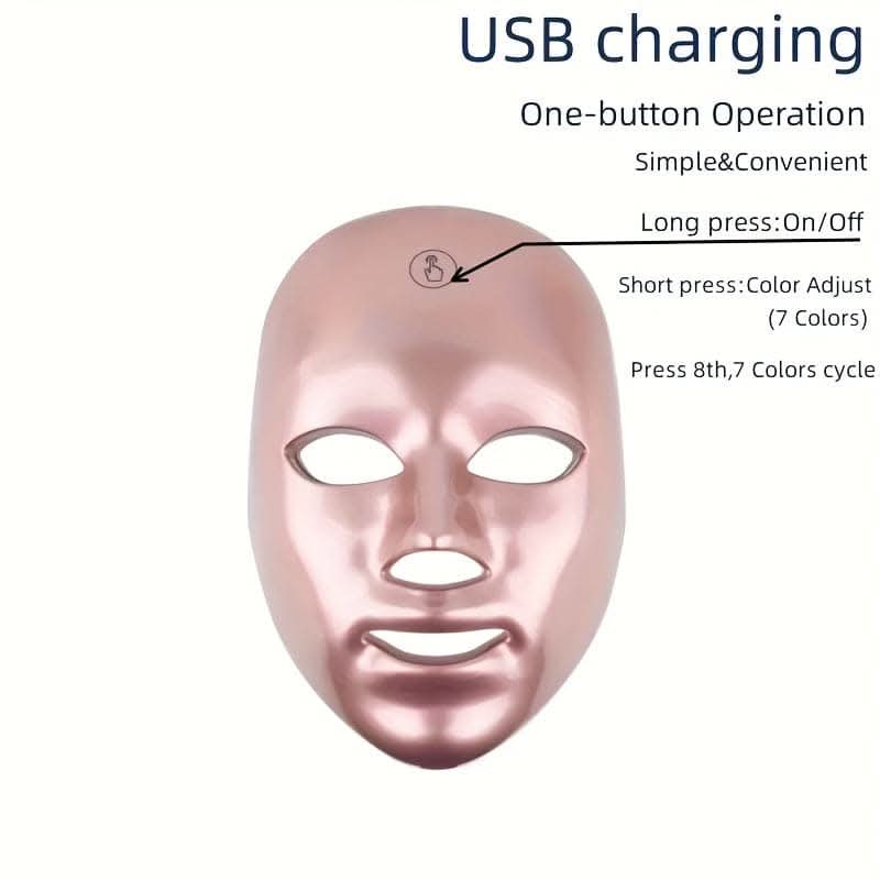 Rechargeable 7-Color LED Face Mask – Facial Care Tool