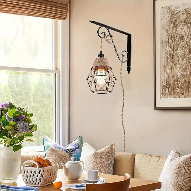 11.5ft Rustic Hemp Rope Pendant Light