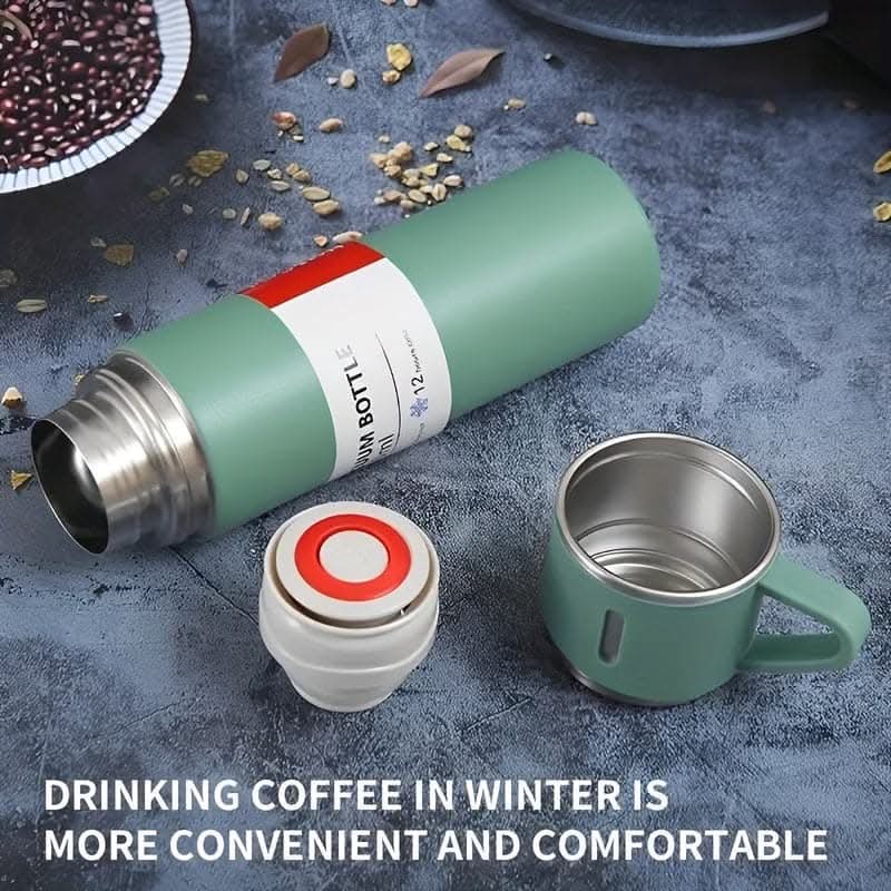 500ml Stainless Steel Vacuum Flask Set - With Cup