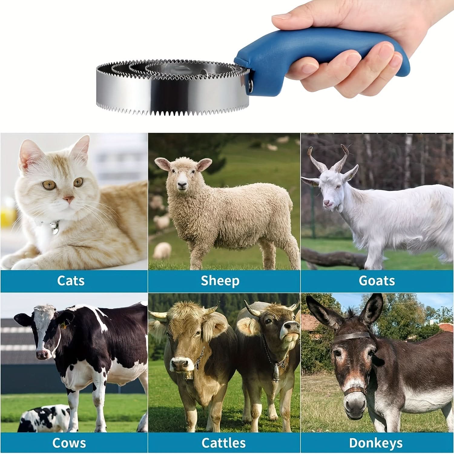 Double-Sided Stainless Steel Grooming Brush for Horses, Dogs, Cats & Farm Animals