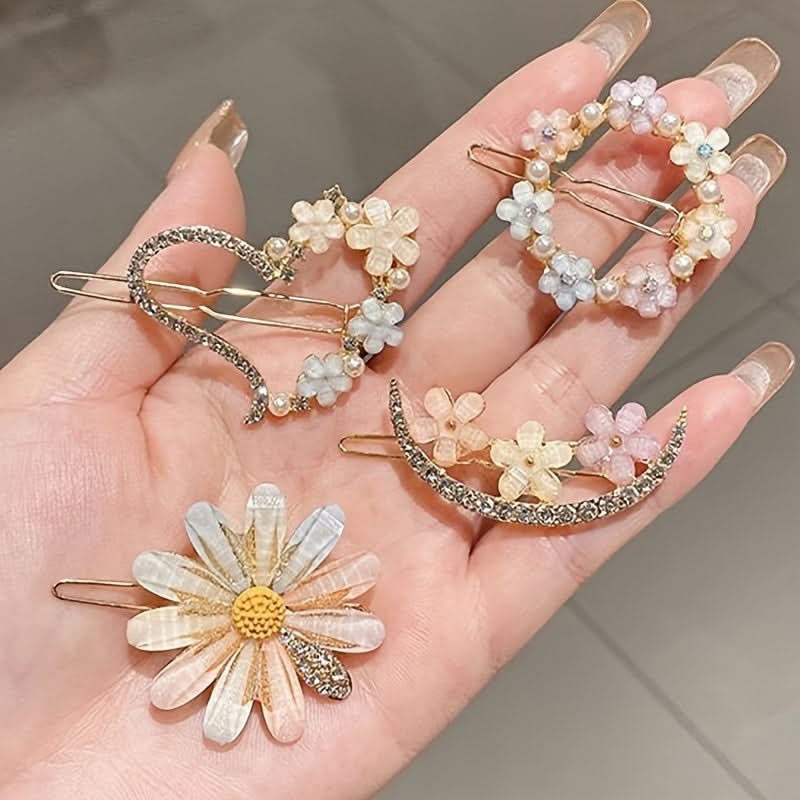 4-Piece Floral Hair Clip Set – Elegant Accessories