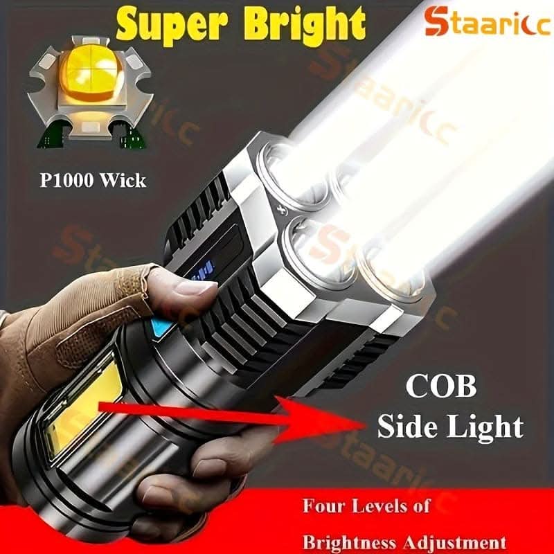 Staaricc USB Rechargeable LED Flashlight – 4 Modes