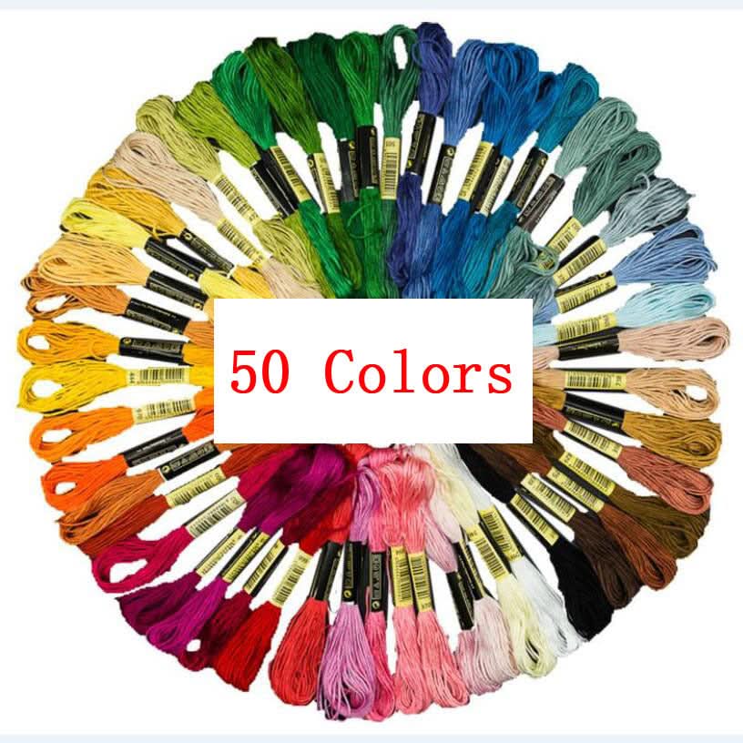 50PCS Rainbow Embroidery Floss Thread Set