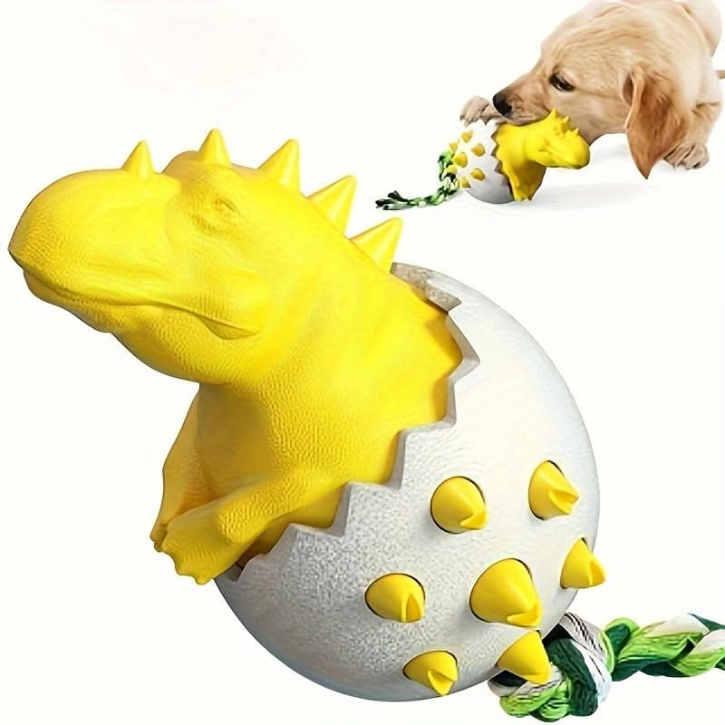 Dinosaur Egg-Shaped Dog Chew Toy – Durable Rubber Dental Toothbrush