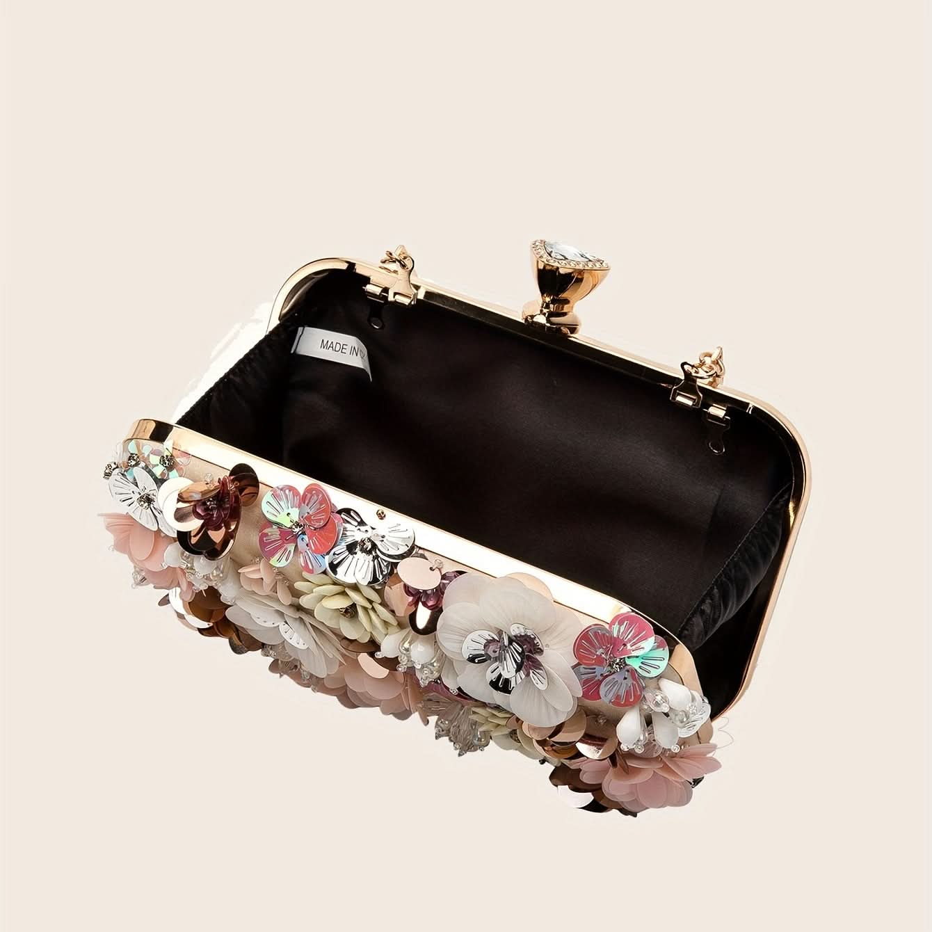 Mini Rhinestone Flower Clutch for Women