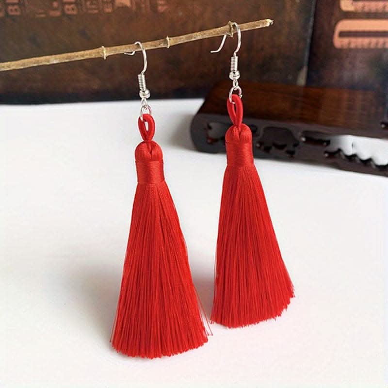 Colorful Tassel Dangle Earrings – Boho Ethnic Style