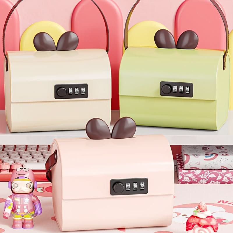 1 pc Pink Piggy Bank with Handle & Combination Lock for Kids