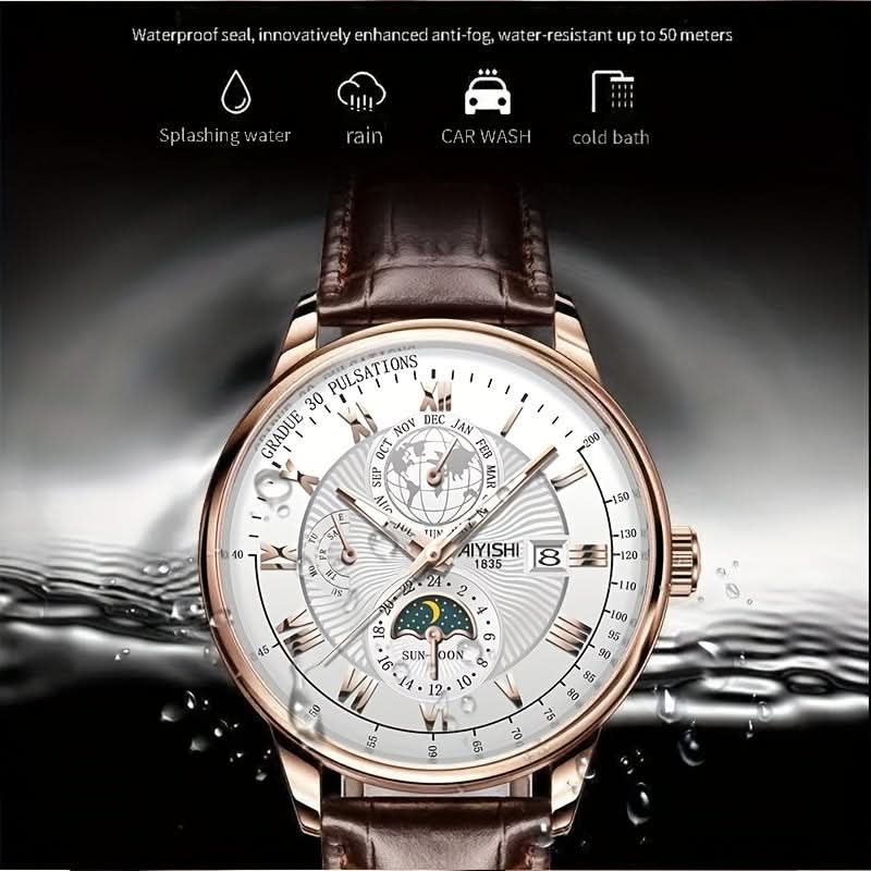AIYISHI Men's Business Sports Luminous Quartz Watch, Calendar Feature