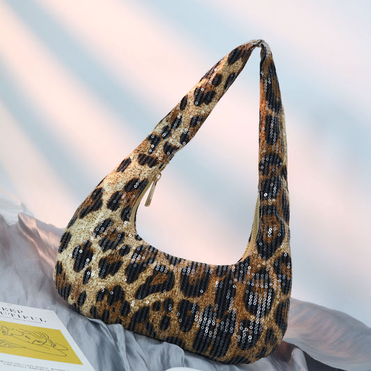 Leopard Print Sequin Hobo Bag – Chic & Sparkly
