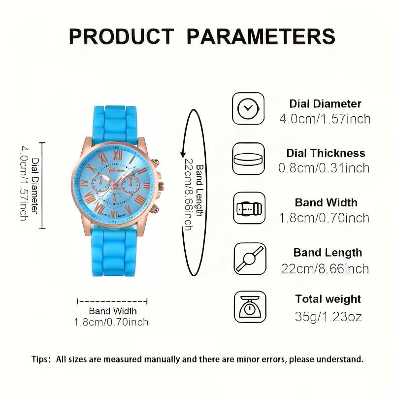 Women’s Round Alloy Case Quartz Watch - Stylish Silicone Band