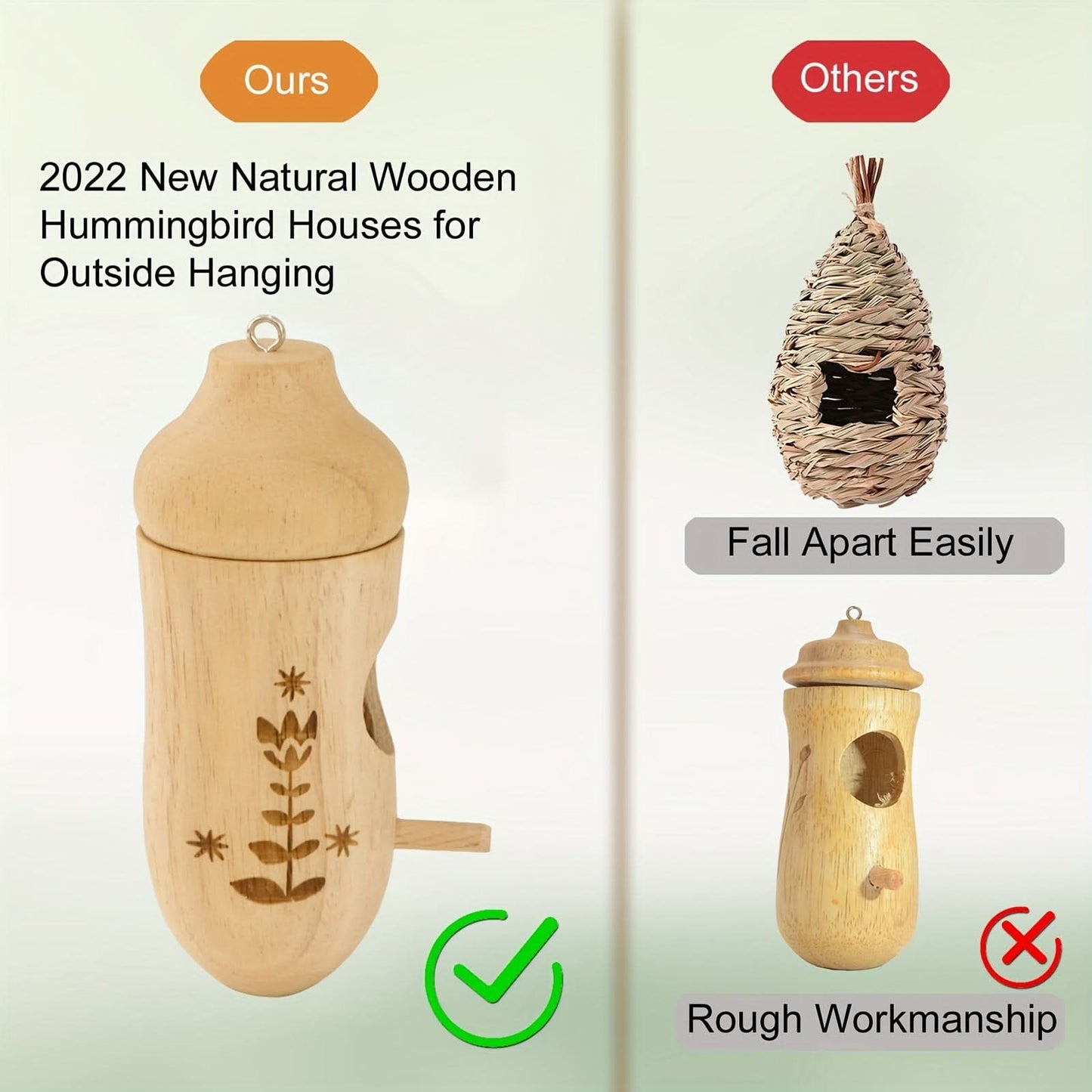 3pcs Wooden Hummingbird House Set