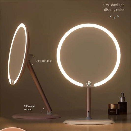 LED Makeup Mirror with Lampstand - Smart, Rechargeable & Portable