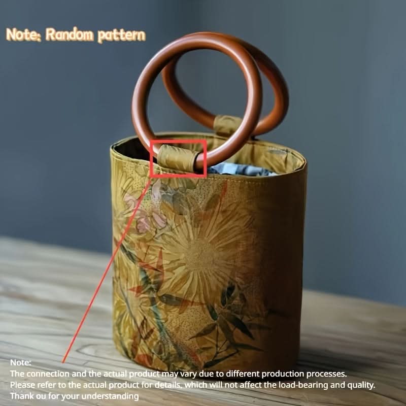 Vintage Floral Cotton Bucket Bag for Women