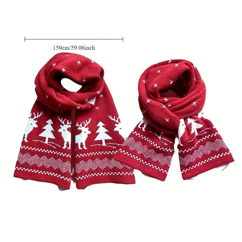 Pack of 2-Piece Christmas Knitted Scarf Set for Unisex