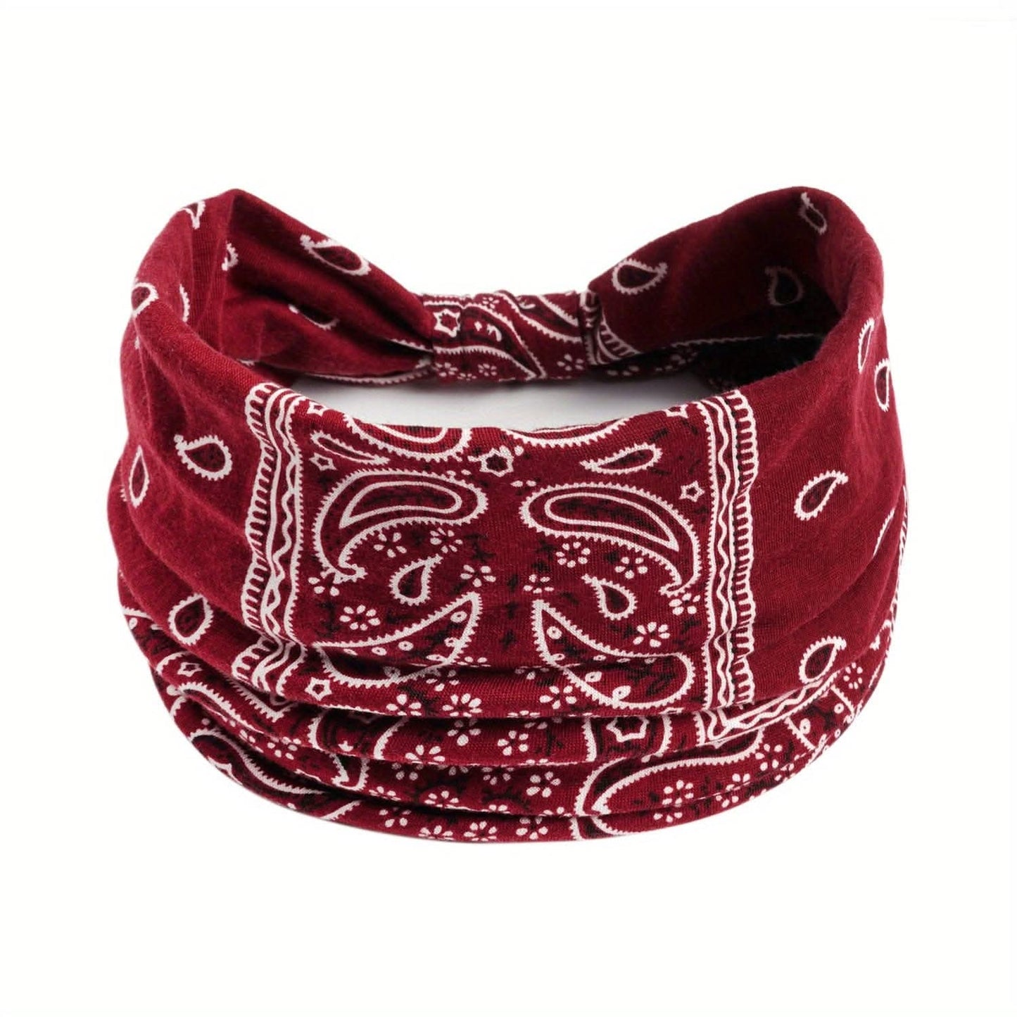 Stylish Boho Turban Headband – Soft Stretchy Paisley Pattern with Knotted Design