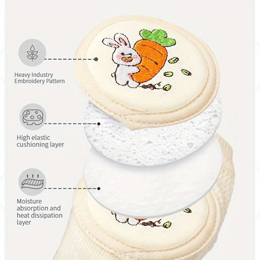 2pcs Baby Knee Pads with Cute Animal Embroidery - Soft, Breathable Anti-Slip