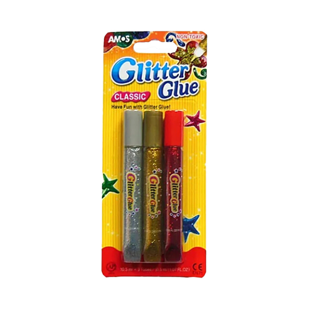 Amos Multicolor Glitter Glue 10.5ml 3Pcs