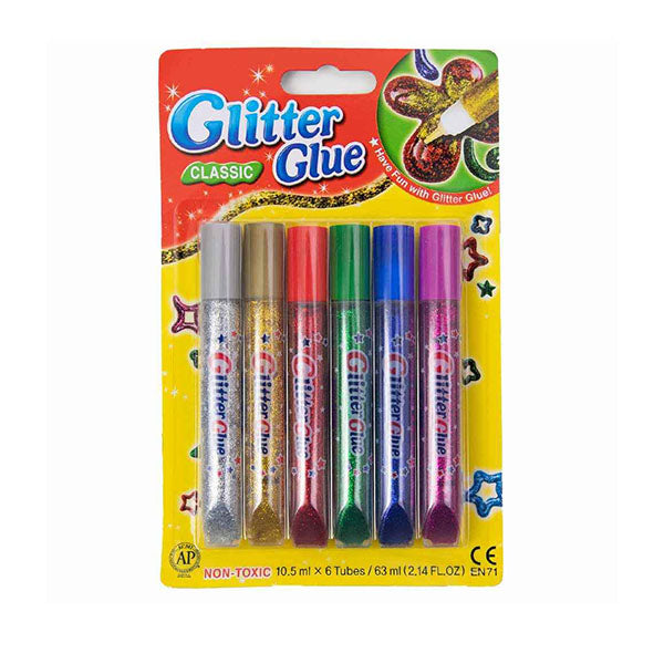 Amos Glitter Glue 6 Colours Classic