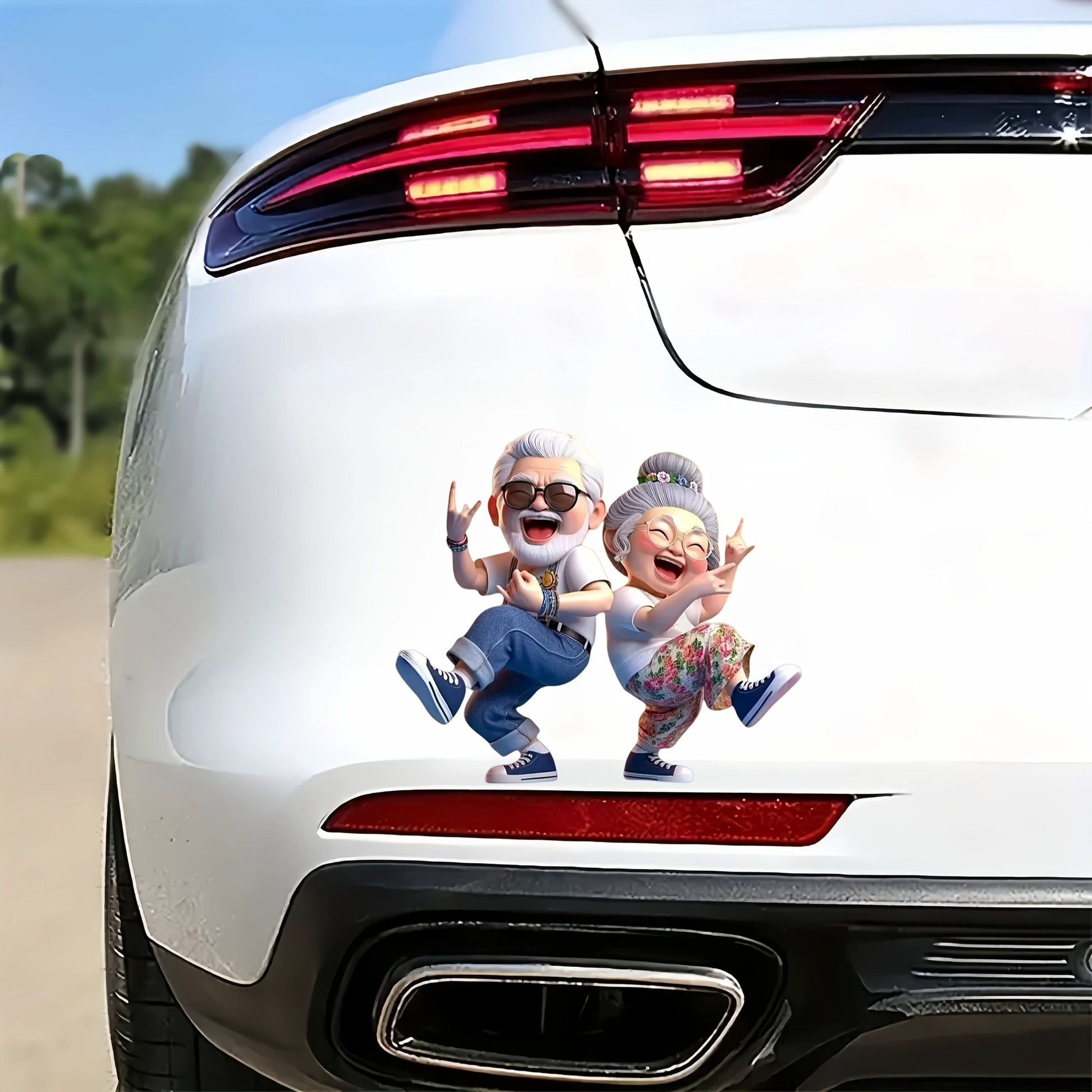 Dancing Senior Couple Car Waterproof Sticker for Bumper, Wall, Laptop & More