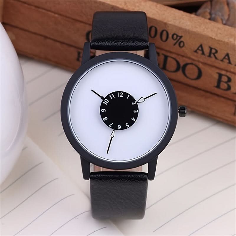 Men's Minimalist Quartz Watch – Faux Leather Strap, Casual Alloy Case