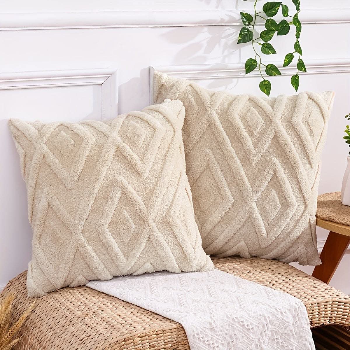 2-Piece Contemporary Knit Geometric Throw Pillow Covers
