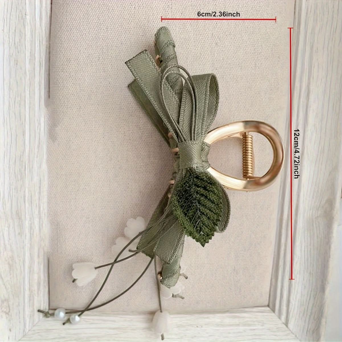 Vintage Lily of the Valley Hair Claw – Large Handcrafted Shark Clip for Women