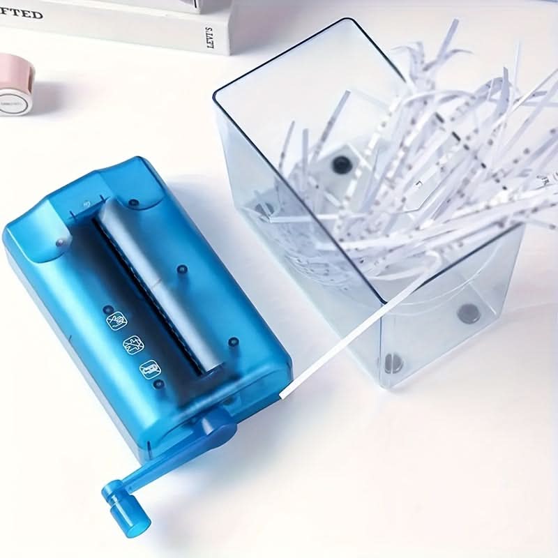 Manual Mini Paper Shredder – Compact Hand Crank Shredder