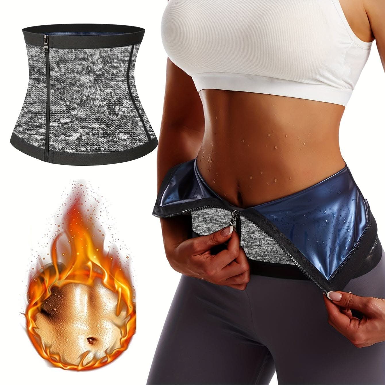 Stretchy Sweat Belt for Women – Zipper Fitness Waist Cincher