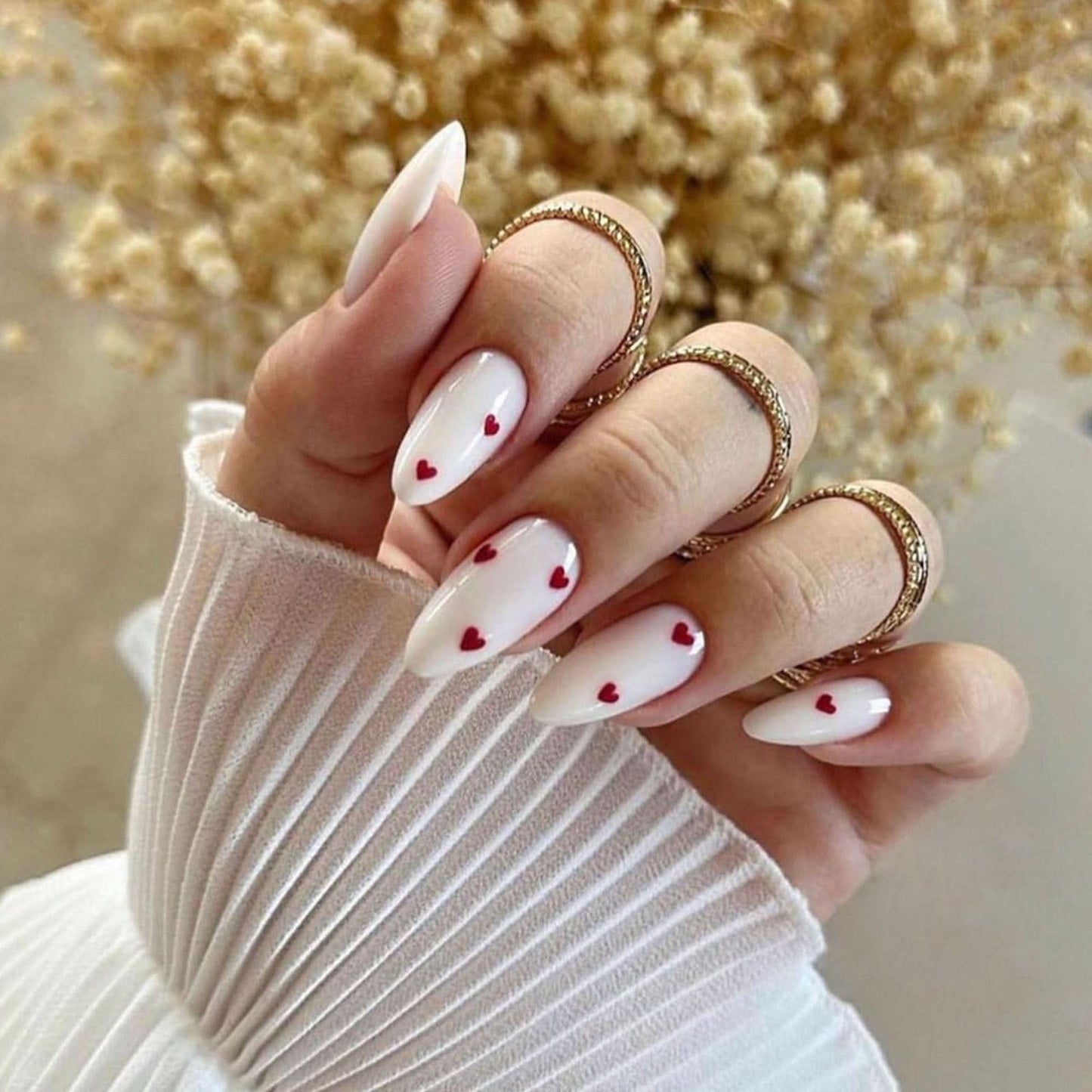 24 Pcs Almond-Shaped Press-On Nails – Medium Length Glue-On Fake Nails
