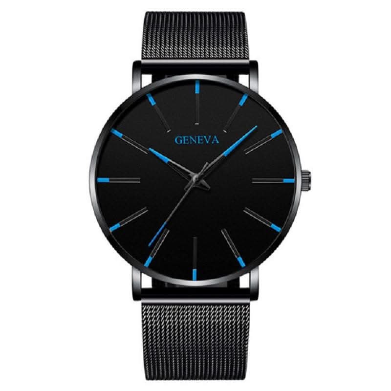 Minimalist Men's Fashion Ultra Thin Watch with Stainless Steel Mesh Belt