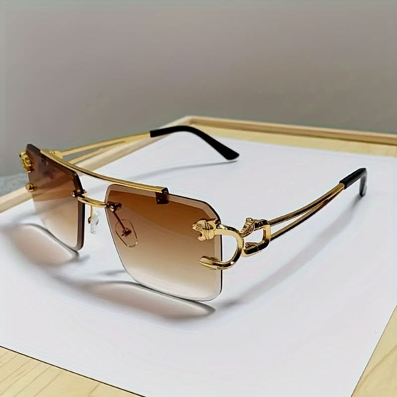 Vintage-Inspired Large Square Rimless Fashion Glasses