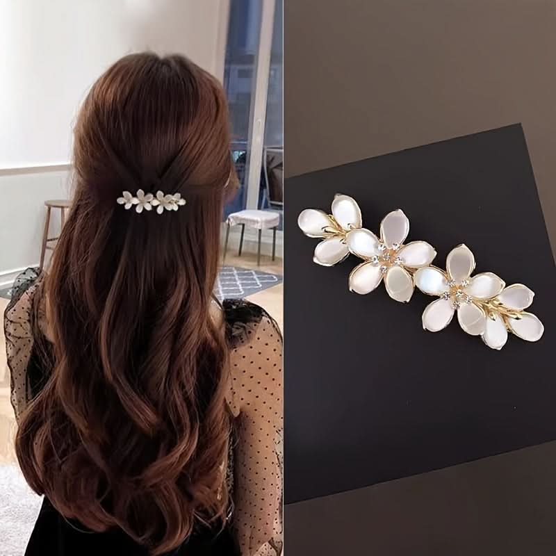 Rhinestone Floral Hair Barrette for Women