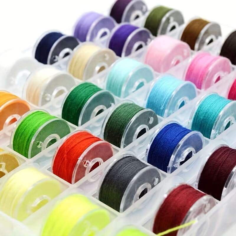 25/36pcs Deluxe Sewing Bobbin Set - Color-Coded Box with Pre-Threaded Bobbins