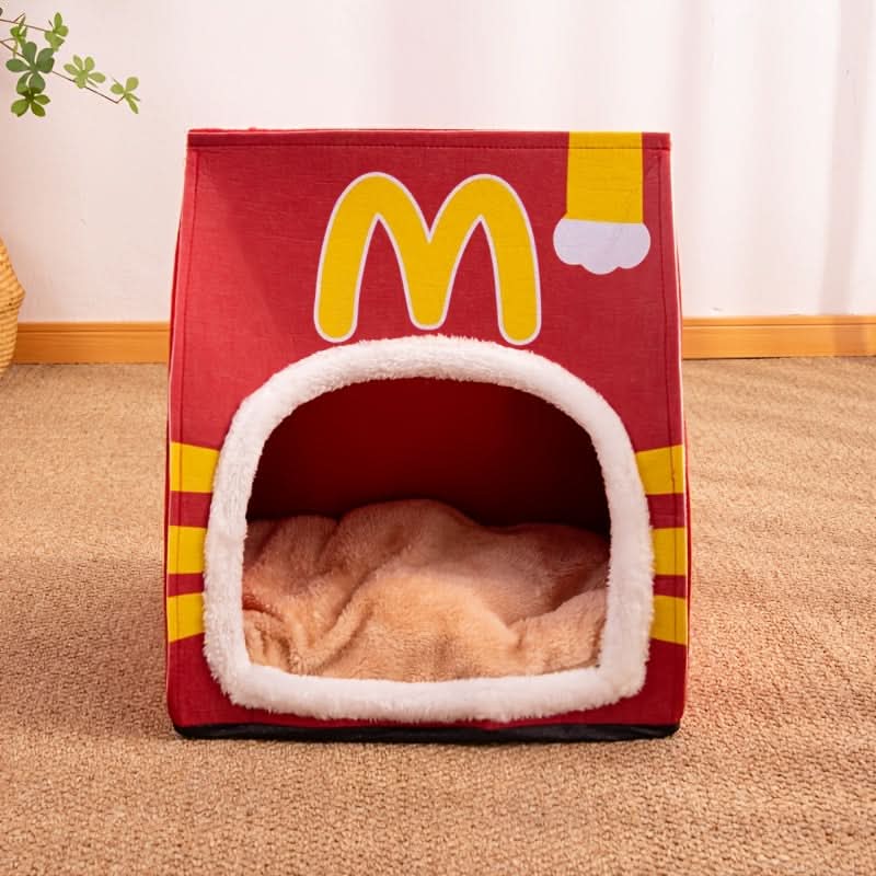 Cozy Semi-Enclosed Cat Bed Potato Chip Design