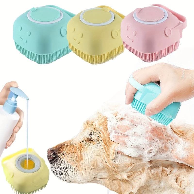 Silicone Pet Shampoo Brush with Storage