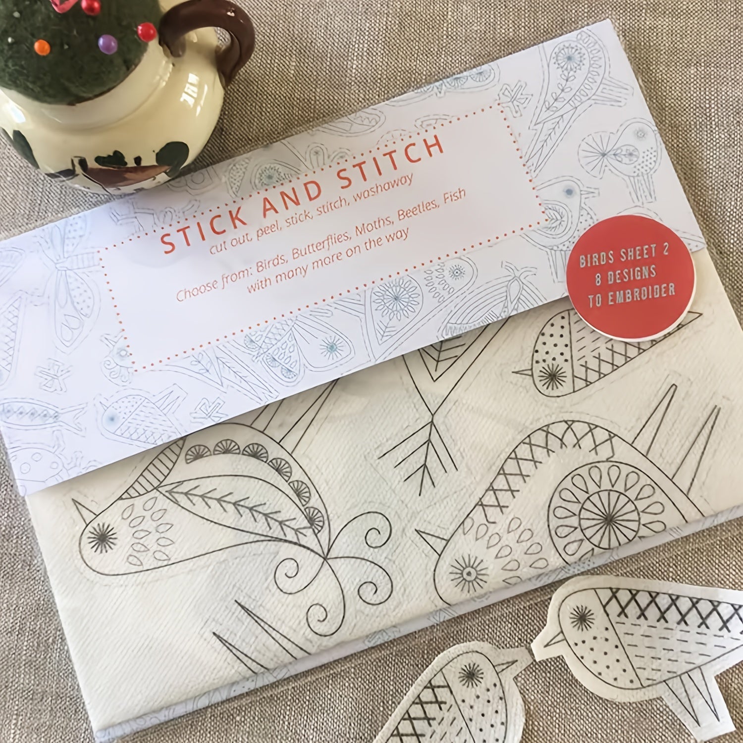 Embroidery Transfer Paper Kit – Water Soluble Stitch & Sew Set with Pre-Printed Patterns