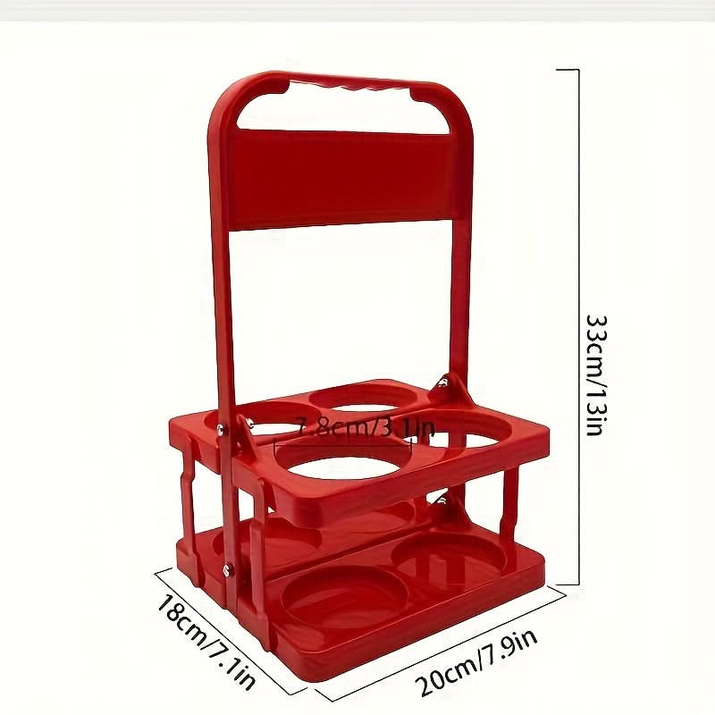 4-Slot Folding Cup Holder Caddy – Portable Plastic Beverage Stand for Bottles