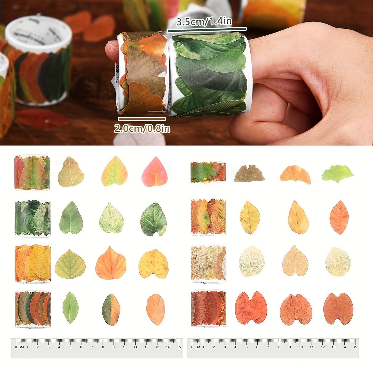 50pcs Vibrant Fallen Leaves Washi Tape Roll