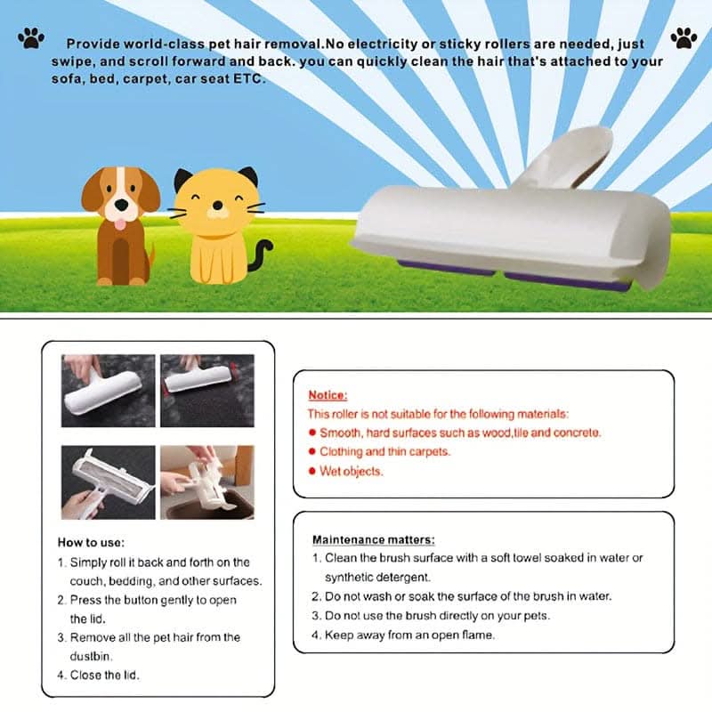 Reusable Pet Hair Remover Lint Roller for Furniture