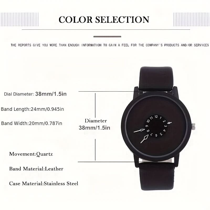 Men's Minimalist Quartz Watch – Faux Leather Strap, Casual Alloy Case