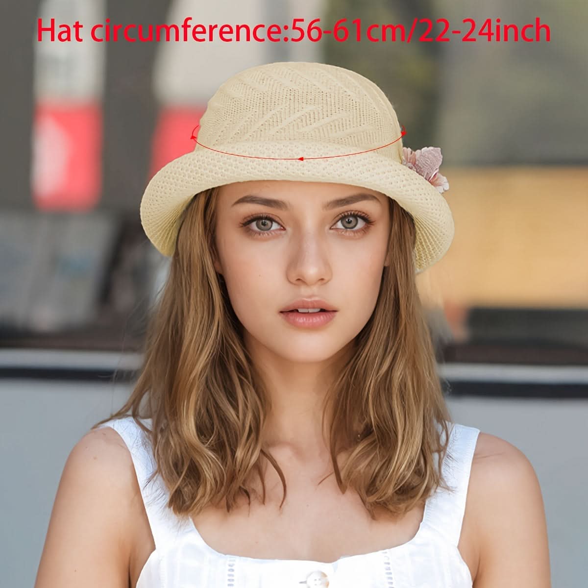 Women’s Straw Sun Hat with Floral Trim – Lightweight, Breathable, Rolled Brim