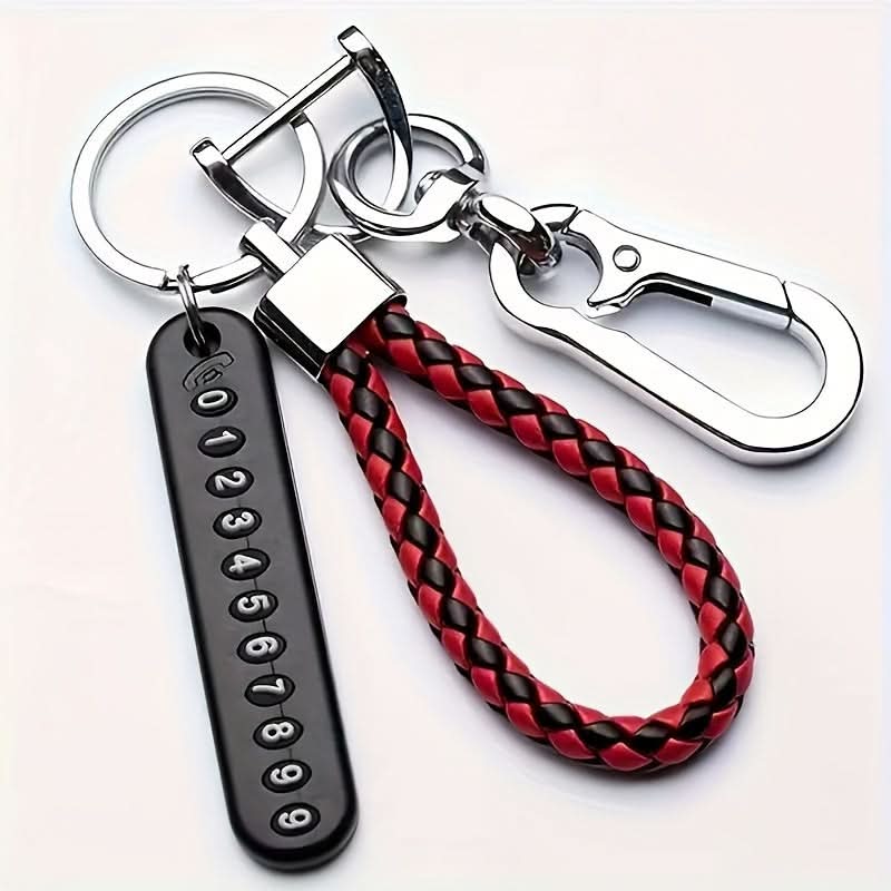 Anti-Loss Alloy Car Keychain – Scratch-Resistant, Phone Number Label