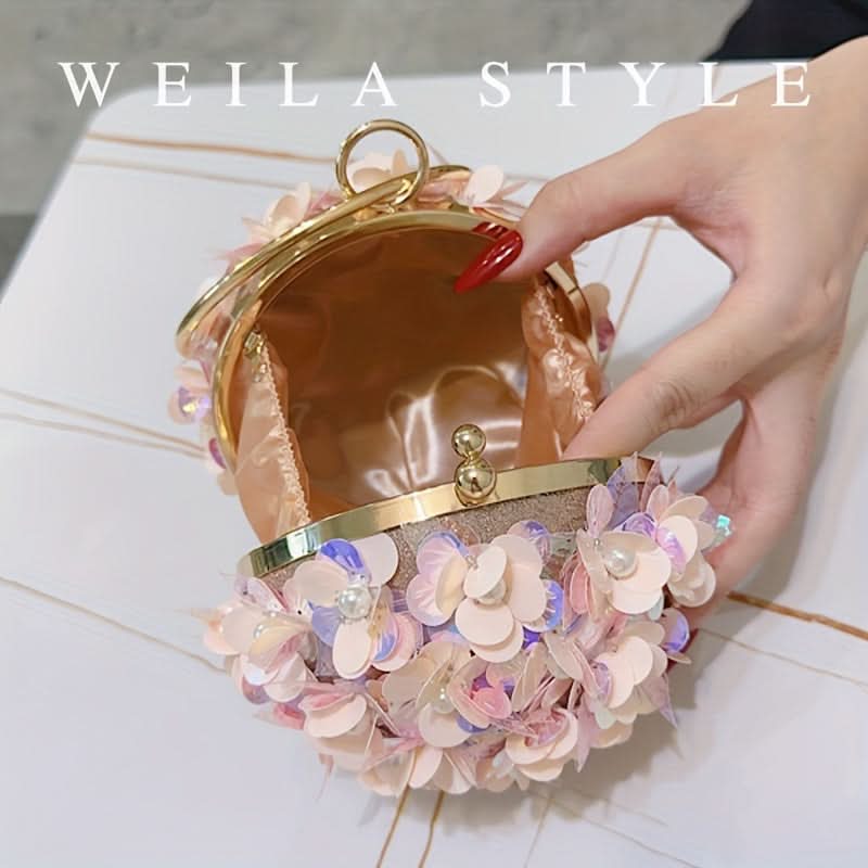 Rose Gold Rhinestone Evening Clutch Bag