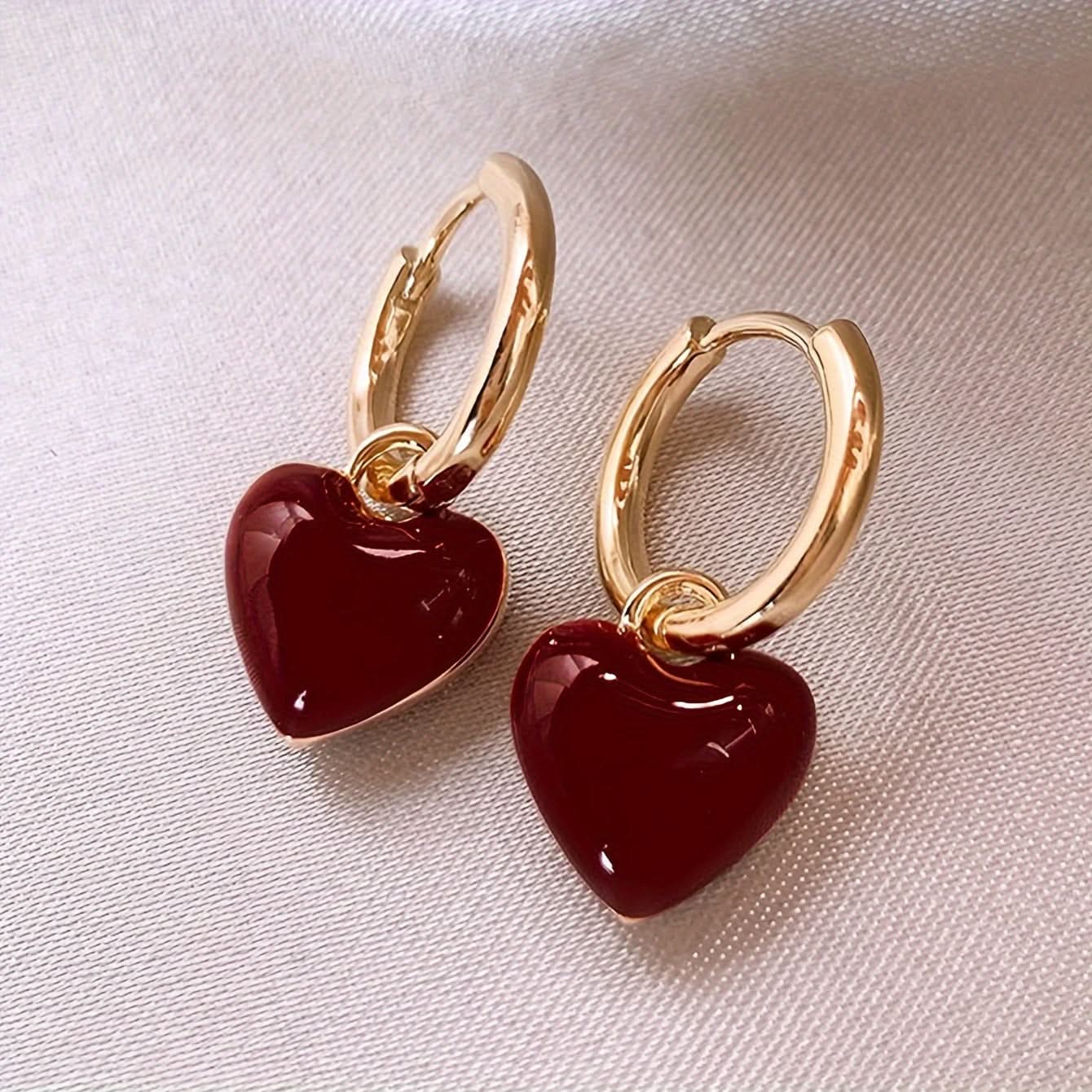 Vintage Elegance Copper Heart Drop Earrings