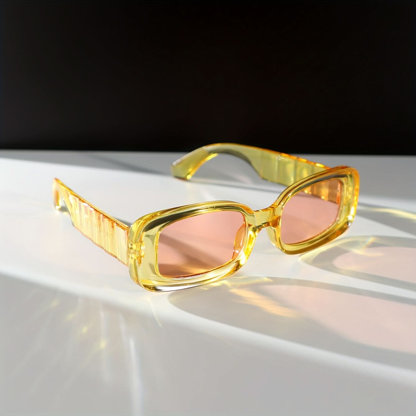 Cyberpunk Yellow Tinted Square Glasses for Women - Anime Alloy Eyewear