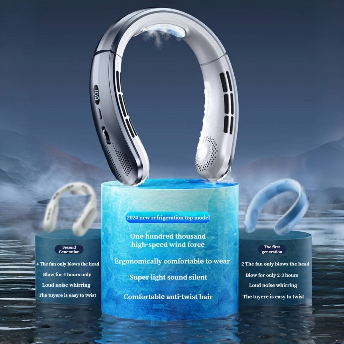 Adjustable Portable Neck Fan – Dual Cooling Design