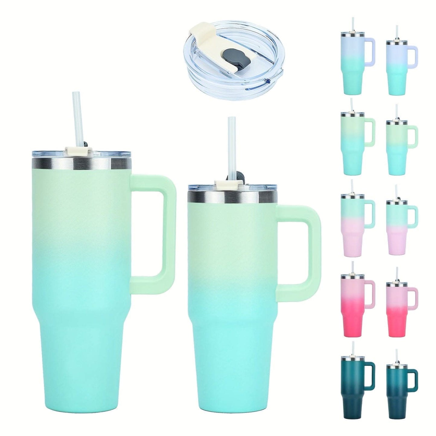 Stainless Steel Tumbler with Handle & Straw
