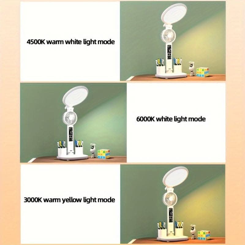 Adjustable LED Desk Lamp with Fan & Touch Control