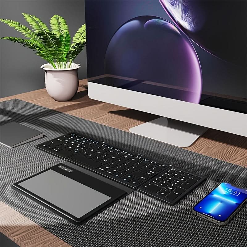 Foldable Wireless Keyboard with Touchpad - Rechargeable Bluetooth Keyboard